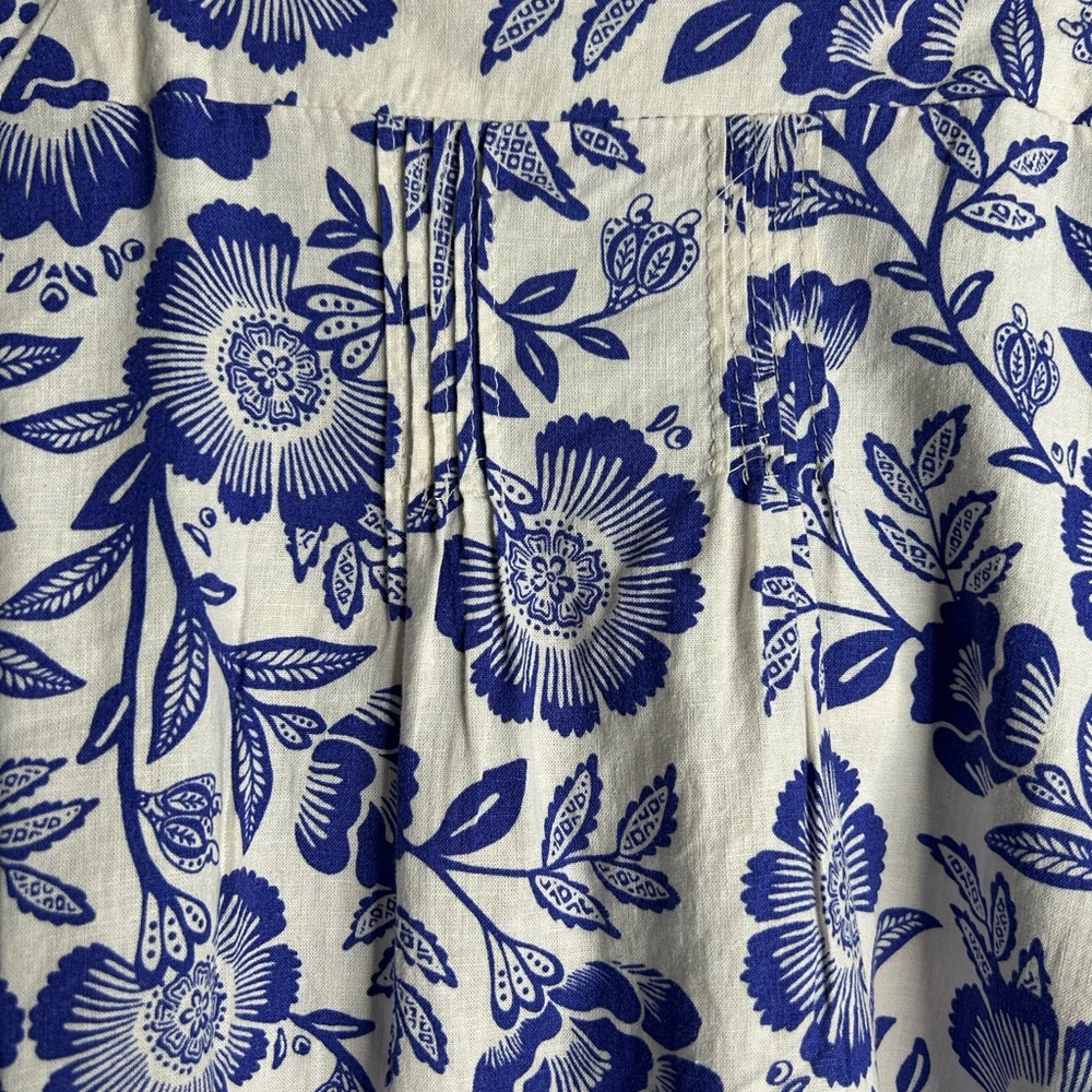 Rachel Zoe Blue & White Floral Puff Sleeve Crop Blouse – Size S - Picture 3 of 5